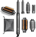 GLAMUP® FusionPro™ 6 in 1 Hot Air Styler- Wrap Curler & Thermal Brush Straightener, High Speed Hair Dryer, Round Brush, Volumizer, Hair Styling Gift Set with Travel Bag, Blow Dryer Brush