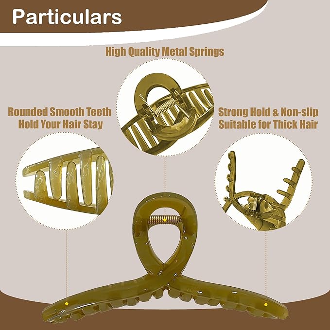 Big Hair Claw Clips Non-Slip Hair for Women and Girls with Long, Thick Hair Jelly & Matte Clips (Jelly-B 4pcs 5.1")