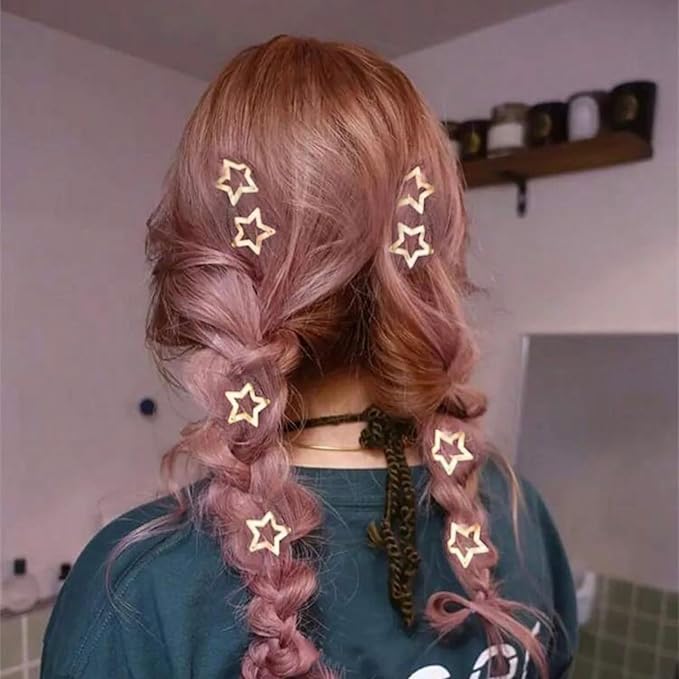 Star Hair Clips 2000s Y2K Gold Star Hair Accessories Snap Hair Barrettes Non Slip Metal Hair Clips for Girls Women -15 PCS 1.18"