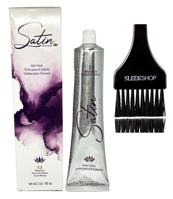 Practice SIeekshop Brush + 𝐒𝐚tin Hair Color, D𝐞v𝐞𝐥o𝐩𝐥us Ultra Vivid Fashion Colors, (NEWEST 2024-2025 VERSION) ALOE VERA BASE Low Ammonia Cream Haircolor Dye (4N - Brown)