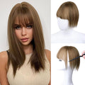 VERNA Hair Toppers for Women Real Human Hair 360°3D Cover Bangs Hair Clip,100% Real Human Hair Light Brown Clip in Bangs,Hair pieces for Daily Wear(5.5 * 9)