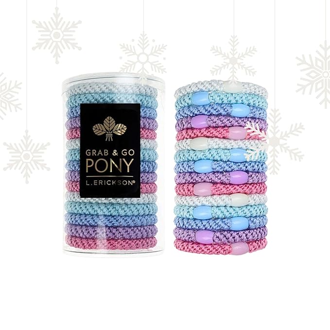 Pastel Hair Ties for Thick Hair, Grab & Go Pony Tube, 15 Pack, Pastel, Thick No-Crease Bands with Strong Hold, Damage-Free Design, Soft Spring Colors | L. Erickson