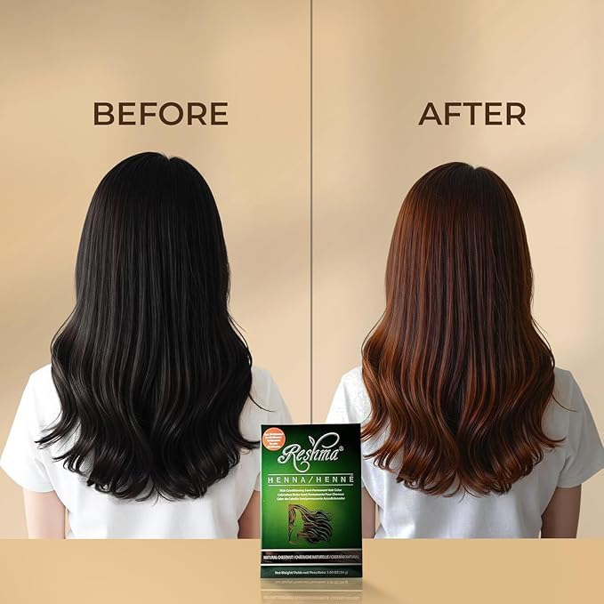 Reshma Beauty 30 Minute Henna Hair Color Infused with Organic Henna Lawsonia Inermis 100% Gray Coverage for Soft, Shiny Hair, Plant-Based Hair Dye—1.05 oz Pack of 1 (Chestnut)