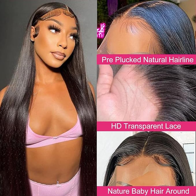 sdamey Straight 360 Lace Front Wigs Human Hair 360 Full Lace Frontal Wigs Human Hair Pre Plucked with Baby Hair Brazilian Virgin Hair Straight Wigs 360 HD Lace Front Wigs 250density(20 Inch)