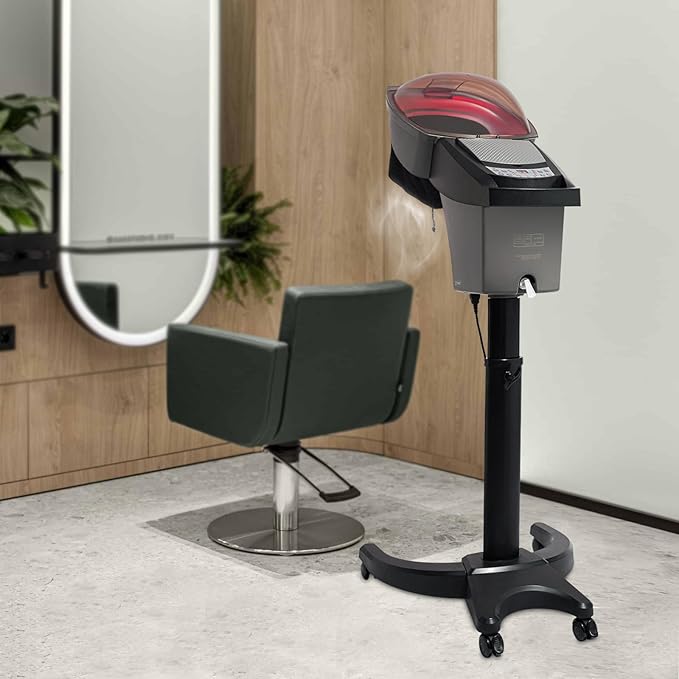 Ultrasonic Ozone Hair Steamer, 700W Micro Mist Ozone Hair Care Salon SPA Steamer Oil Treatment Machine, 7 Color Light Salon Styling Floor Hair Steamer Color Processor w/Adjustable Height (Black)