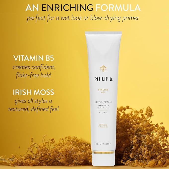 PHILIP B Styling Gel 6 oz. (178 ml) | Soft-Hold Hair Gel Enhances Body and Texture for Definition and Curl