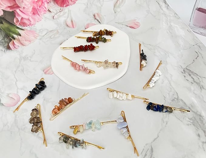 Crystal Hair Pins Gemstone Jeweled Bobby Pin Decorative Hair Accessories for Women Colorful Hairpins Set of 15