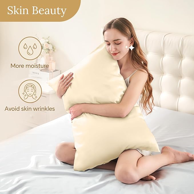INFIIXSO Mulberry Silk Pillow Case King Size, Silk Pillowcase with Hidden Zipper 20"x36", Extraordinary Smooth and Soft Pillow Cases for Hair and Skin(Ivory, 1 Pack)