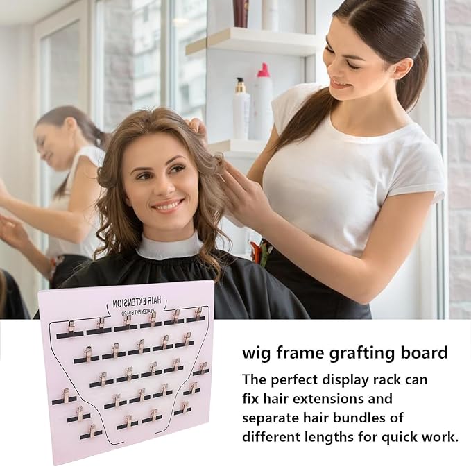 Extension Holder - Acrylic Hair Extension Organizer, Styling Hair Separator Board | Hair Tinsel Storage Plate with Clip for Wig Grafting, Sectioning, and Display for Home & Salon Use