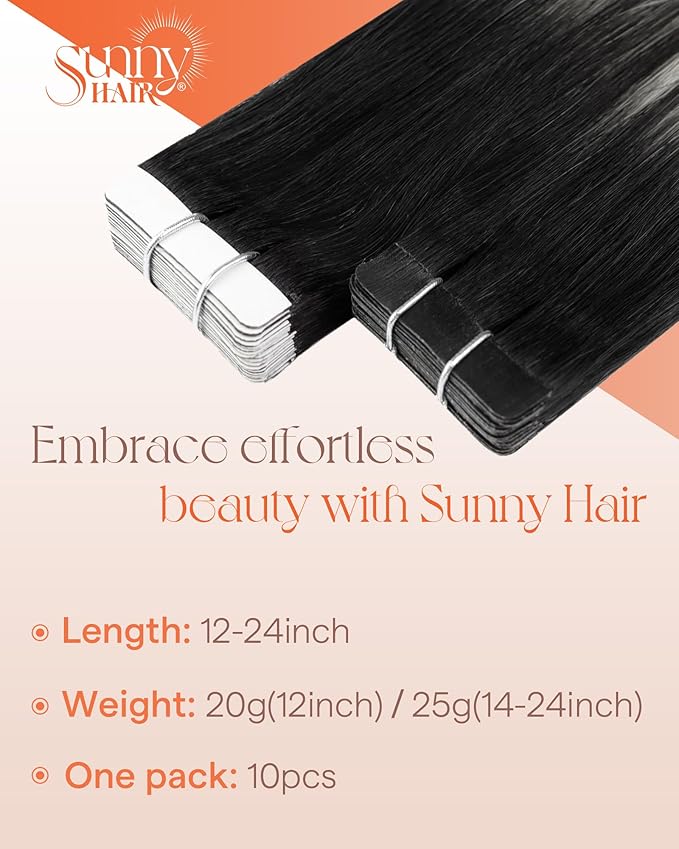 Sunny Hair Tape in Hair Extensions Real Human Hair Invisible Remy Hair Extensions Tape ins for Women Ombre Natural Black Root to Sliver Grey 12 inch 20G