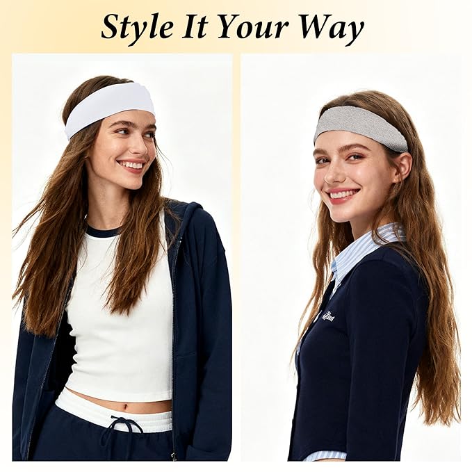 Headbands for Women Non-Slip Elastic Hair Bands, 6 Pack Stretchy Soft Cloth Sweat Band, Fabric Workout Headband, Fashion Head Bands for Yoga Running Sports