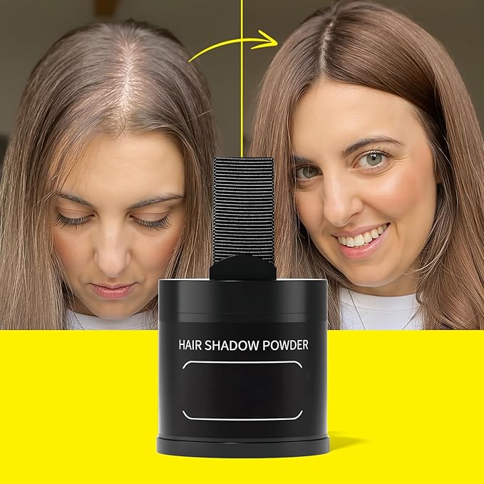 Gowwim Root Touch up Powder, Instantly Gray Hair Cover up Hairline Powder for Women & Men Waterproof and Sweatproof Root Cover Up Long-Lasting for Thinning & Loss Hair (Black, 10g)