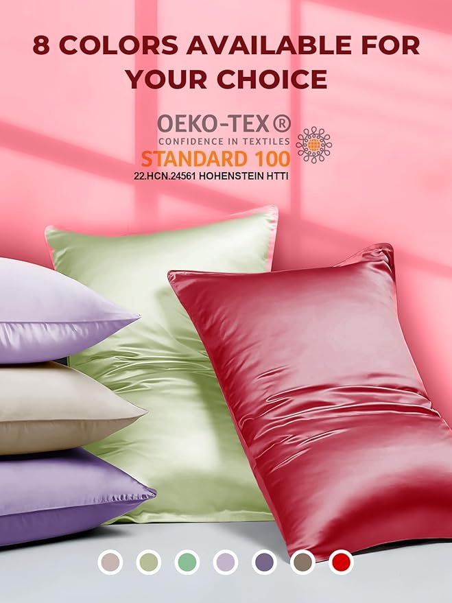 Mulberry Silk Pillowcase for Hair and Skin, SGMSILK 22 Momme Natural Silk Pillow Cases with Zipper, 6A Soft and Smooth Single Sided Pure Silk Pillow Cover (Red, King 20"x36")