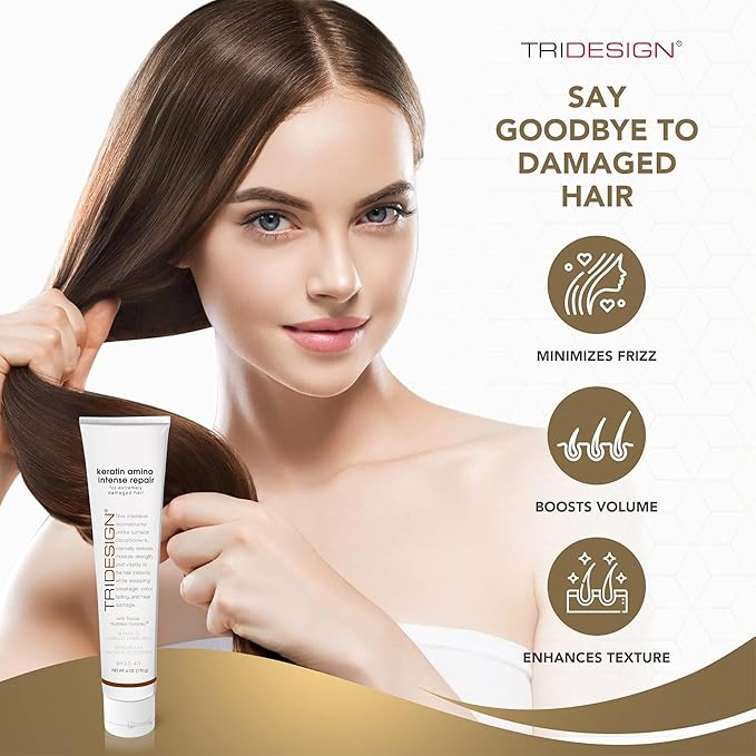 TRIDESIGN Keratin Amino Intense Repair, Keratin Hair Treatment Intensive Conditioner w/Coconut Oil,Fatty & Amino Acids, Hydrolyzed Keratin Protein - Moisturizing Hair Mask & Hair Treatment Mask 6 oz