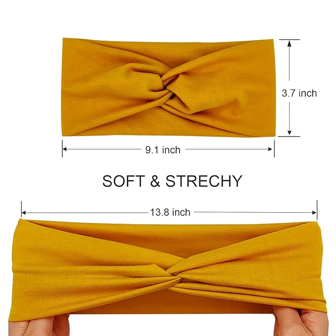 12 Pcs Wide Stretchy Headbands For Women Twist Knotted Headband Set Head Bands For Women’s Hair Band Soft Workout Yoga Accessories
