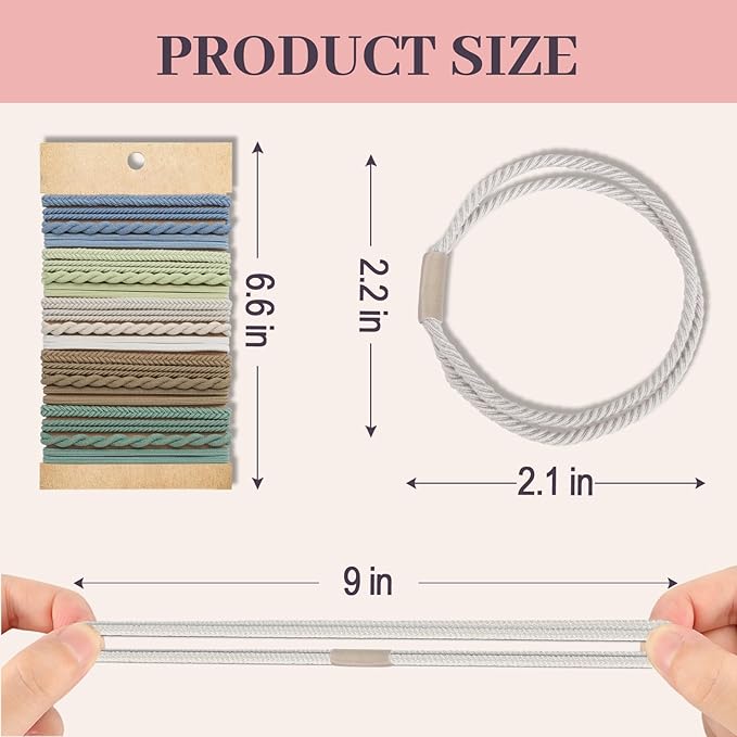 JIIRS 20PCS Boho Hair Ties,Elastic Bracelets,Elastic Hair Ties, Hair Bands For Ponytails,Ponytail Holder for Thick or Thin Hair,Boho Hair Bracelets No-Damage For Daily Life, Sport, Working(Set7)