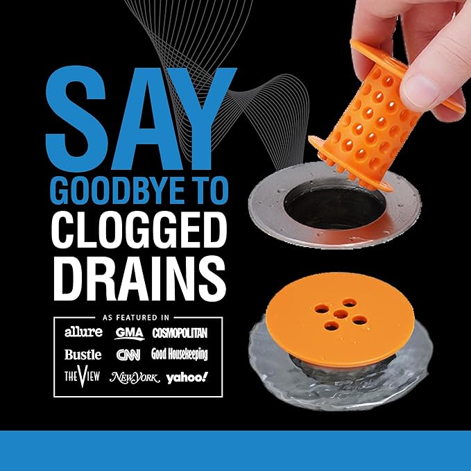 TubShroom Tub Drain Hair Catcher Strainer, Orange – Drain Protector and Hair Catcher for Bathroom Drains, Fits 1.5” – 1.75” Bathtub and Shower Tub Drains
