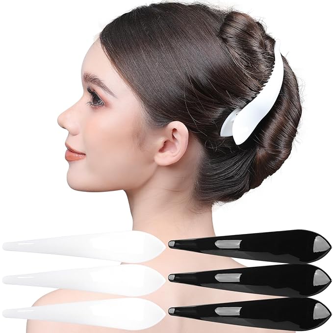 RC ROCHE 6 Pcs Duck Bill Alligator Hair Clips for Women Sectioning Flat Claw Long Thick Hair Inner Teeth Curved Styling Jaw Strong Secure Grip Salon, Medium Black & White