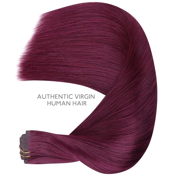 WENNALIFE Seamless Clip In Hair Extensions Human Hair, 14 Inch 130g 7pcs Light Burgundy Real Hair Extensions Clip in Human Hair Invisible PU Skin Weft Natural Remy Human Hair Extensions