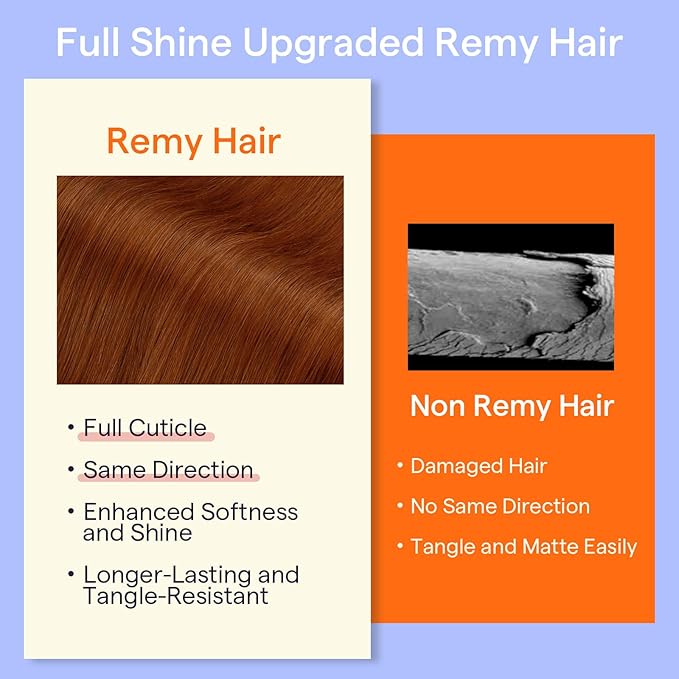 Full Shine Copper Real Hair Clip in Extensions Copper Red Clip in Hair Extensions for Women Short Hair 12 Inch 95 G 7 Pcs