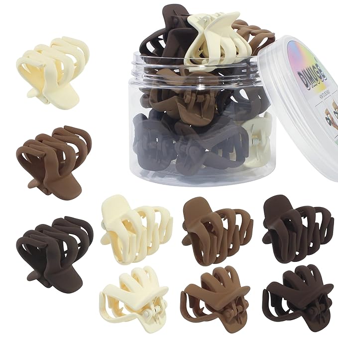 4cm Matte Small Claw Clips Sturdy Octopus Hair Clips 9 Pcs Small to Medium Neutral Hair Clips with Teeth for Women and Girls Thick Hair Holder Half Bun Well, Non-slips.(Beige Brown and Khaki)