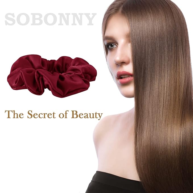 Mulberry Silk Hair Scrunchie, 100% Silk, No Damage for Frizz Prevention, Sleep and Night Scrunchie, Hair Accessories for Women (Wine Red)-1 Count