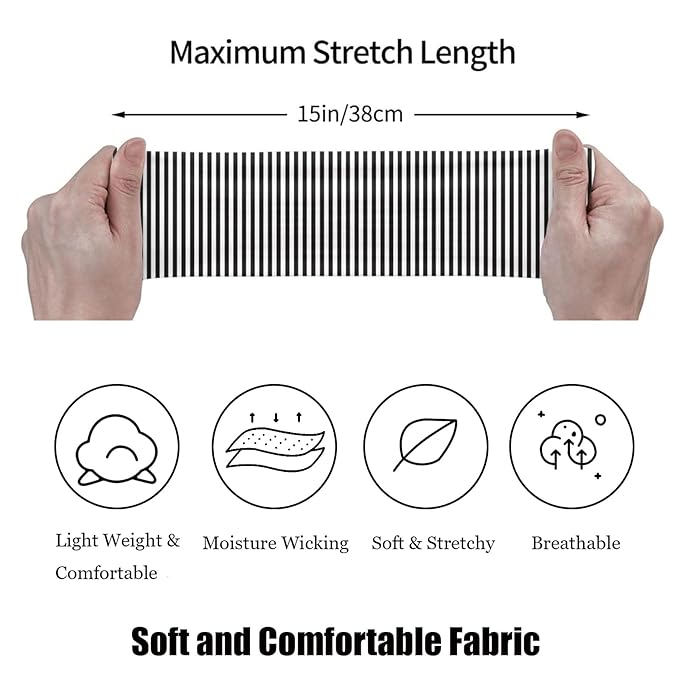4pcs Headbands for Women Striped Wide Head Bands for Women's Hair Non Slip Wraps Elastic Stretchy Fashion Bandanas Workout Yoga Running Hair Bands for Women's Hair Accessories