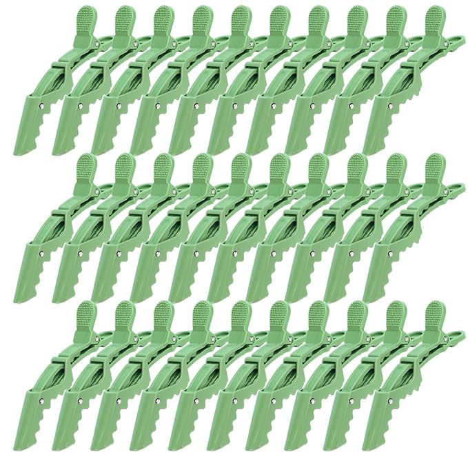 30 Pack Green Alligator Hair Clips for Styling Sectioning Large Salon Pro Hair Clips for Barber Hair Coloring, Cutting, Sectioning Big Gator Clips Hair Styling Accessories for Women Men