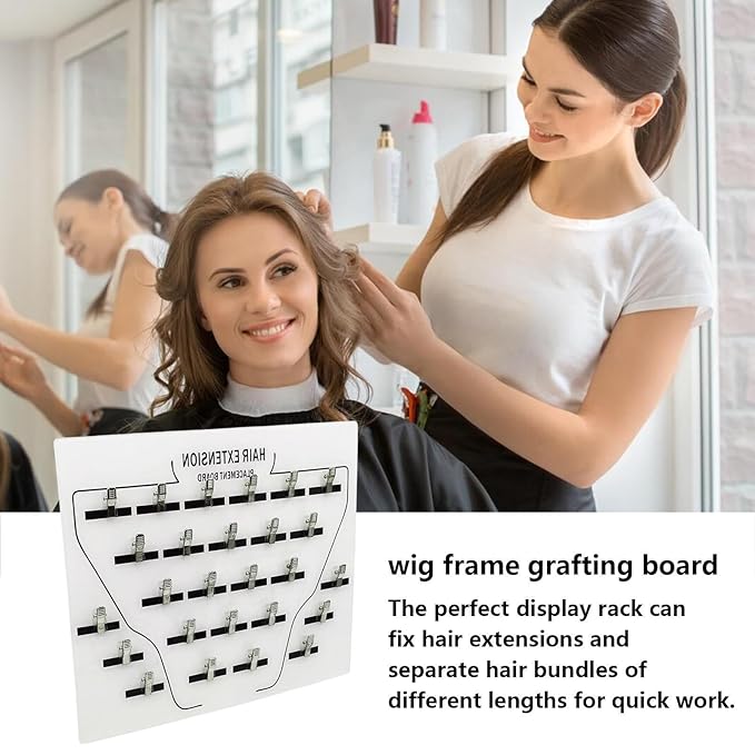 Extension Holder - Acrylic Hair Extension Organizer, Styling Hair Separator Board | Hair Tinsel Storage Plate with Clip for Wig Grafting, Sectioning, and Display for Home & Salon Use