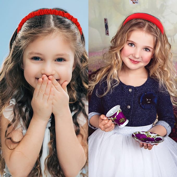 VELSCRUN Headbands for Women 7 Pcs Different Red Knotted Solid Pearl Head Bands Non Slip Hair Band for Womens Gilrs Thin Thick Short Hair Fashion Accessories