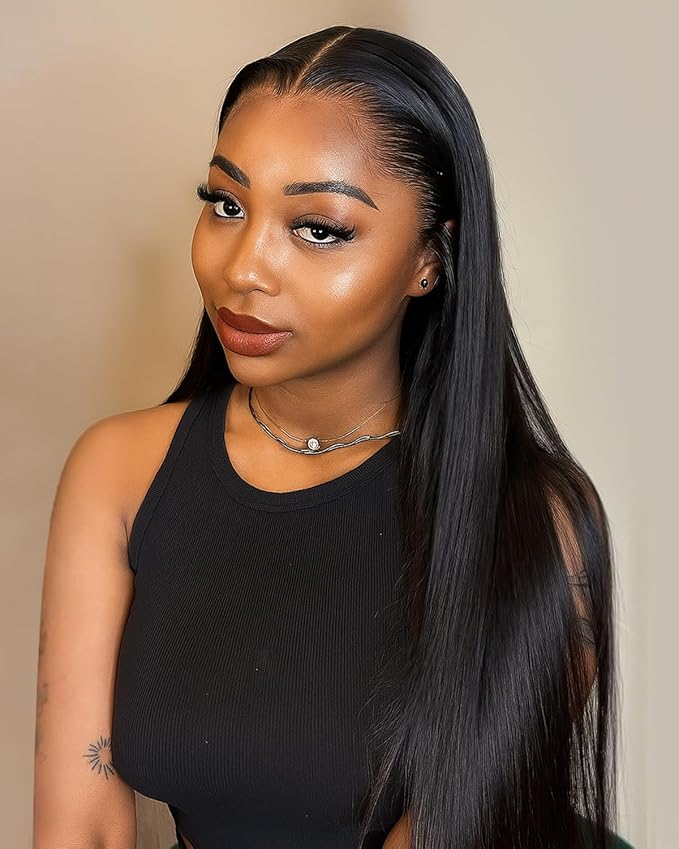 13x6 Lace Front Wigs Human Hair 180 Density Straight Transparent Lace Front Wigs Human Hair Pre Plucked Wigs for Women Glueless Wigs No Synthetic Blend Triple Lifespan 3X 22inch