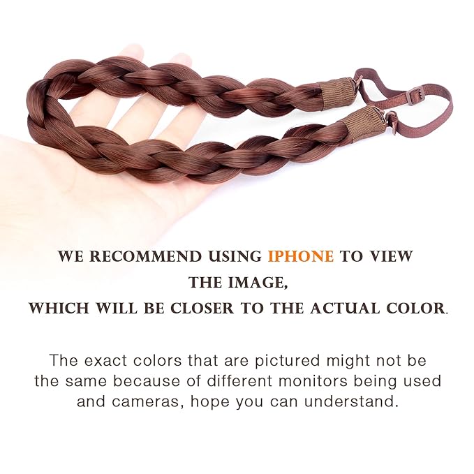 DIGUAN Chubby Narrow Synthetic Hair Braided Headband Classic Chunky Plaited Braids Elastic Stretch Hairpiece Women Girl Beauty, 58 g (Reddish Brown)