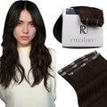 RUNATURE Clip in Hair Extensions Brown, Real Human Hair Clip in Extensions, Short Hair Extensions Clip Ins, Double Weft Remy Natural Hair, Can be Styled, 12 Inch 50g 3pcs #2 Dark Brown