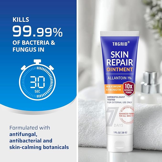 TAGRID Skin Repair Ointment (1 Fl Oz) for Ingrown Hair, Folliculitis, Boils, Angular Cheilitis, Lichen Sclerosis, Impetigo, and Pitted Keratolysis Treatment - Maximum Strength Antifungal Cream