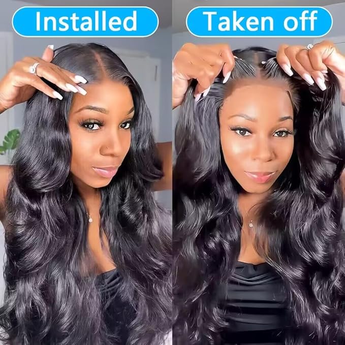 7x5 HD Lace Closure Glueless Wigs Human Hair Pre Plucked Pre Cut 180% Density Wear and Go Glueless Wig 22Inch Body Wave Lace Front Wigs Human Hair Pre Plucked for Black Women Natural Hairline