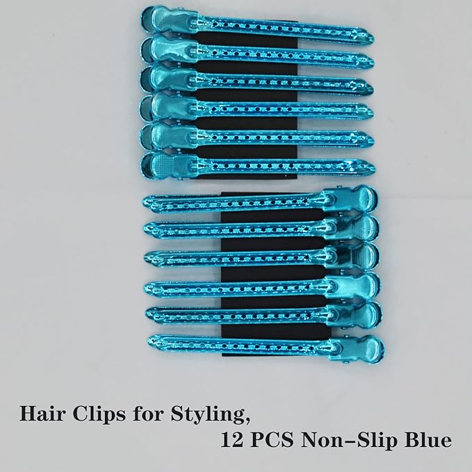 12 Pcs Metal Duckbill Hair Clips for Hair Sectioning Alligator Hair Clips for Styling Dividing Duck Bill Clips with Anti-Slip Holes Salon Barber Styling Tools