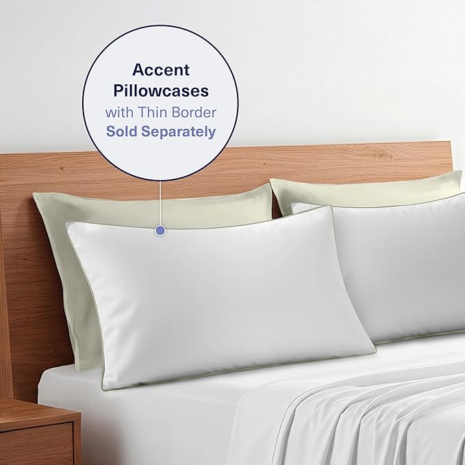 Kickoff Viscose Bamboo Pillowcase, Queen, Set of 2, 100% Organic Hidden Zippered Viscose Bamboo Pillow Case Queen Size, Cooling Pillow Cover for Hot Sleepers (20"x30", Soft Sage)