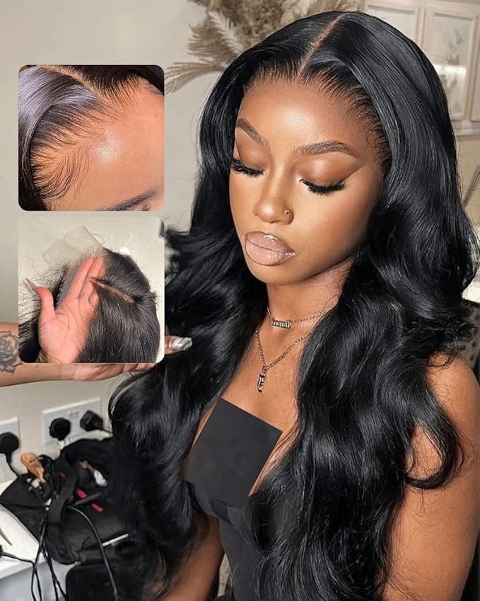 13x6 SKINLIKE Real HD Lace Frontal Wig, 180% Density Ultra-fitted 0.10mm Thin Invisible HD Lace Wig Pre-plucked Hairline Bleached Knots Virgin Human Hair Wigs Body Wave 26Inch