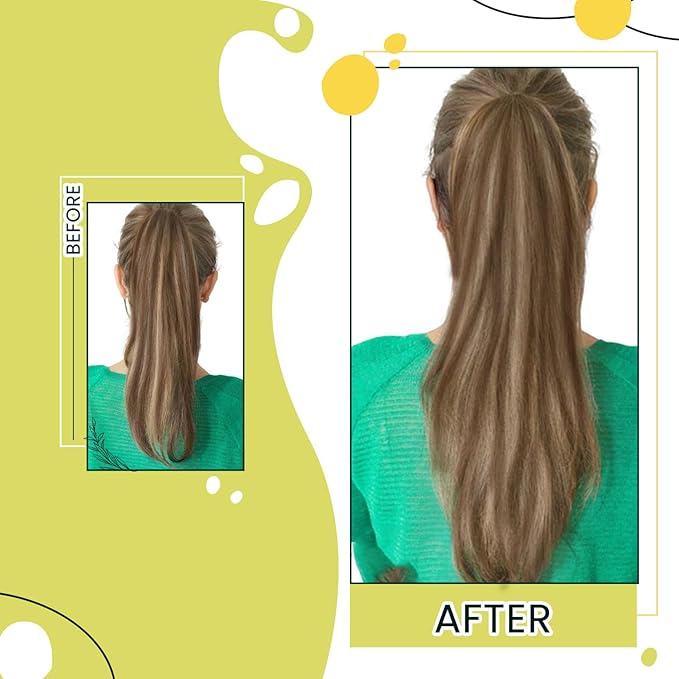 RUNATURE Ponytail Extension Human Hair, Real Hair Ponytail Extension Remy, Human Hair Ponytail Wrap Around, Remy Natural Hair Tangle Free, 18 Inch 80g #3P12 Walnut Brown Highlight Honey Blonde