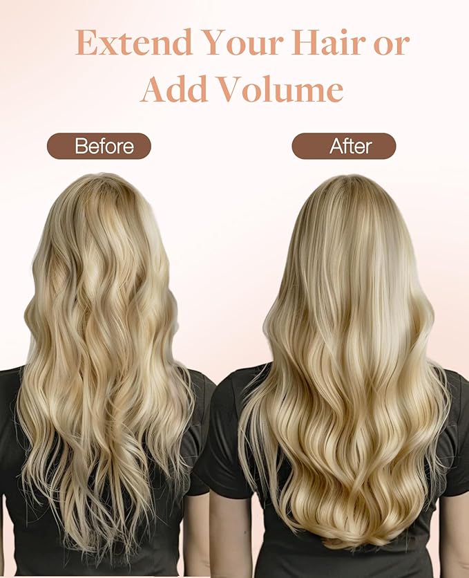 GOO GOO Invisi Edge Tape in Hair Extensions Human Hair, 16/22 Light Blonde Highlighted Golden Blonde 20pcs injected with 20pcs classical tape ins, 12inch 80g, Virgin Remy Hair, Natural Look
