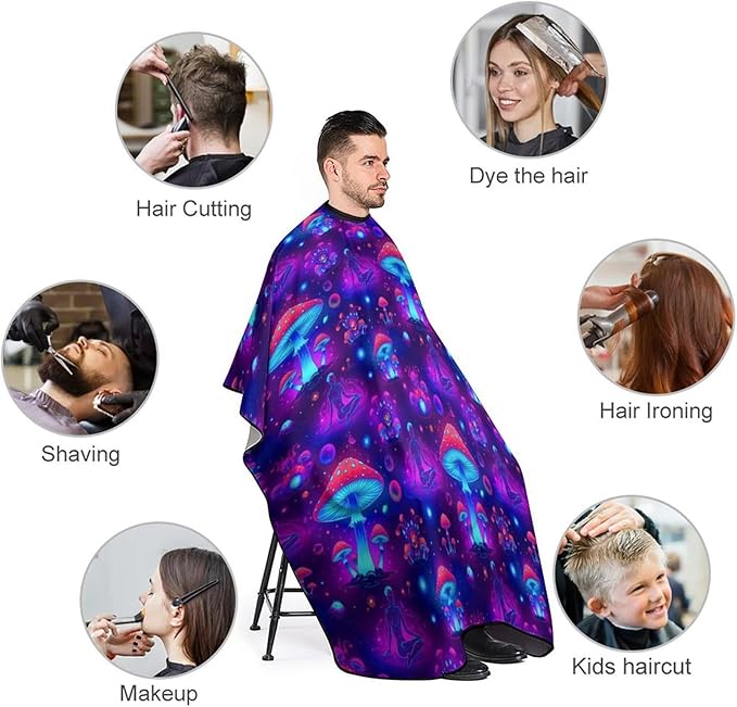 Extra Large Hair Styling Cape, Scenery Magic Mushrooms Salon Cape Apron Hair Cutting Gown for Styling Hair Cut Hairdresser