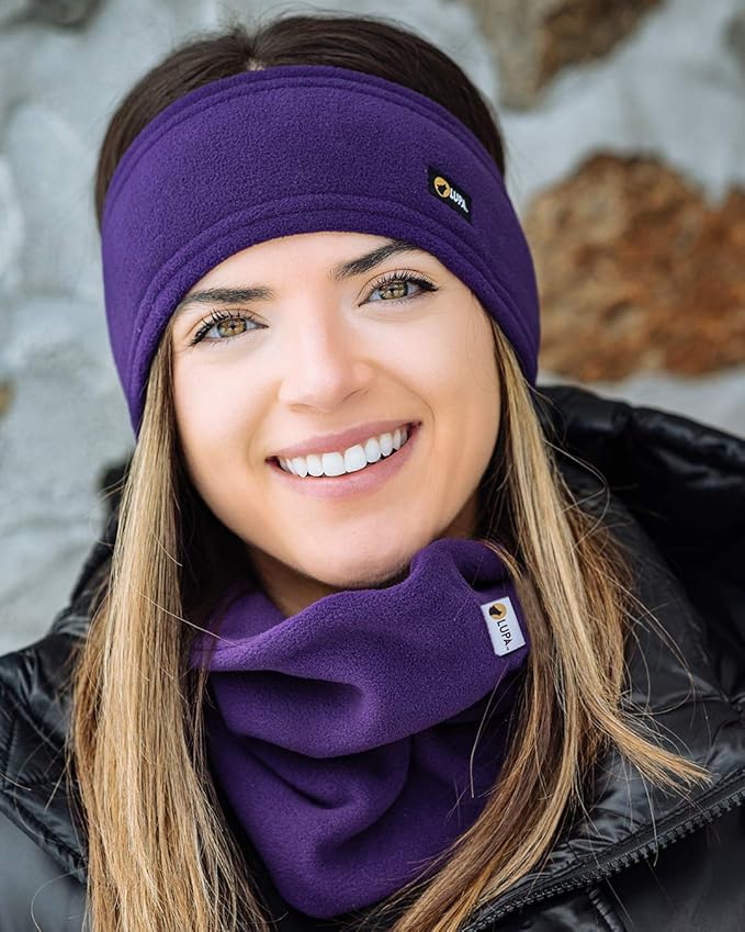 Lupa Handmade Unisex Triple-Layer Micro Fleece Headband - Ear Warmers for Women & Men - Ears Cover (Dark Purple)
