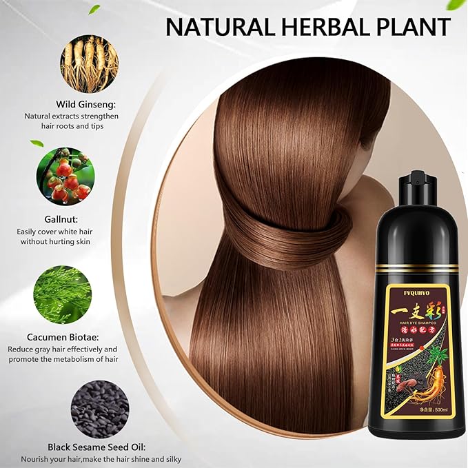 Natural Coffee Hair Color Shampoo 500ml | Upgrade Formula, 3-IN-1 Herbal Hair Coloring Shampoo, Hair Nourishing & Dyeing for Men Women, 100% Hair Color Coverage for All Hair Types 17.6 Fl Oz (Coffee)