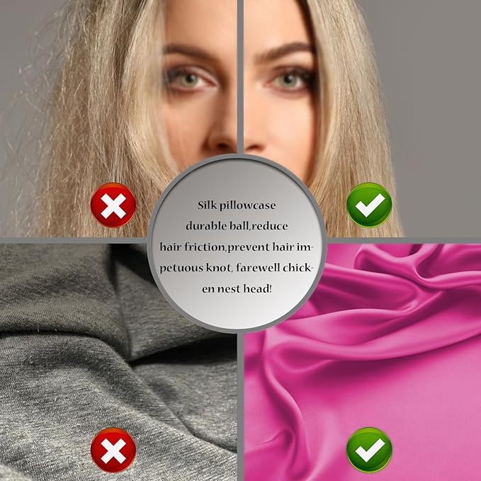 Silk Pillow Cases 2 Pack Soft Breathable and Sliky Queen Size Pillow Cases Set of 2,Natural Mulberry Satin Silk Pillowcase with Hidden Zipper for Hair and Skin (Hot Pink,20"X 30",2pcs)