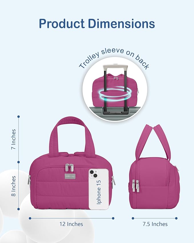 TOPDesign Travel Toiletry Bag for Women, Puffer Large Toiletry Bag, Lightweight Cosmetic Makeup Organizer with Handle for Traveling, Accessories, Essentials, Toiletries (Dark Purple)
