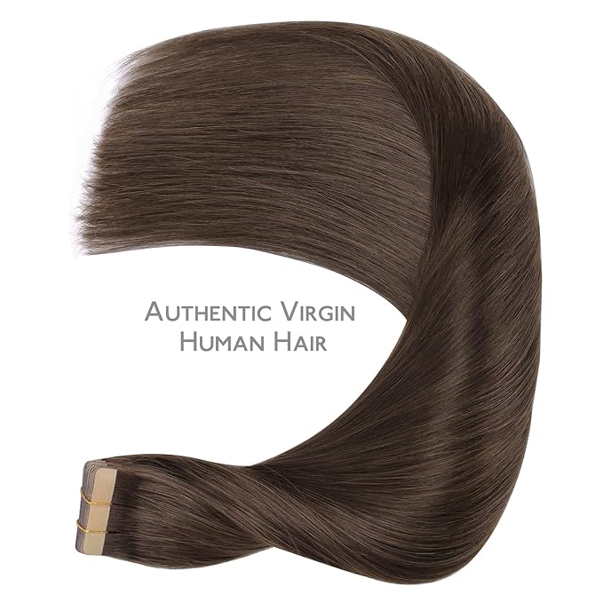 WENNALIFE Tape in Hair Extensions Human Hair, 20pcs 50g 20 inch Light Dark Brown Remy Hair Extensions for Women Tape Ins Straight Extensiones De Cabello Humano Skin Weft