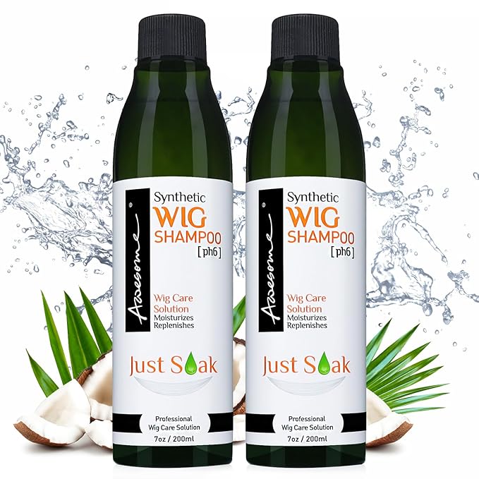 Awesome Synthetic Wig Shampoo, pH6, Professional Wig Shampoo for Synthetic Hair Wigs, Silkiness & Shine, Freshness Feeling 7 fl oz(1 set of 2)