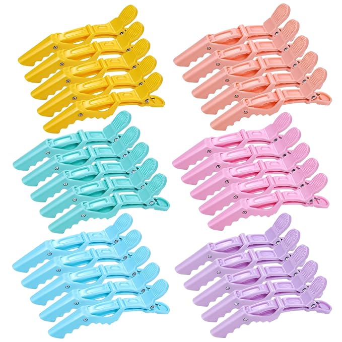 30 Pieces Professional Plastic Alligator Hair Clips for Hair Salon Styling Sectioning Duckbill Hair Clips Barrettes Pins Accessories for Men Women Girls Teens (Multicolor A)