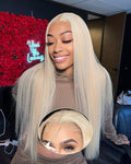 613 Lace Front Wig Human Hair 180% Density Wear and Go Glueless Wigs Human Hair Blonde Wig Human Hair Pre cut Lace Pre Plucked Real Bleached Knots (24inch,9X6 Straight Wig)