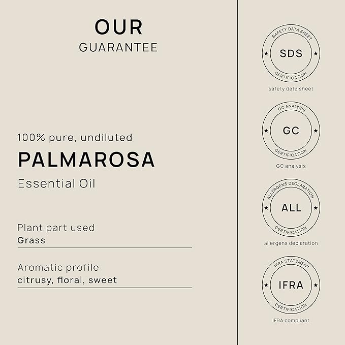 VINEVIDA Palmarosa Essential Oil - Gallon Palmarosa Oil Undiluted - Bulk Gallon Essential Oil for Soap Making Safe for Skin - DIY Candle Scents for Candlemaking - 8 lbs